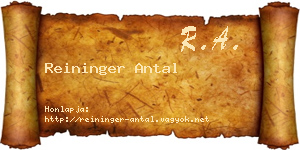 Reininger Antal névjegykártya